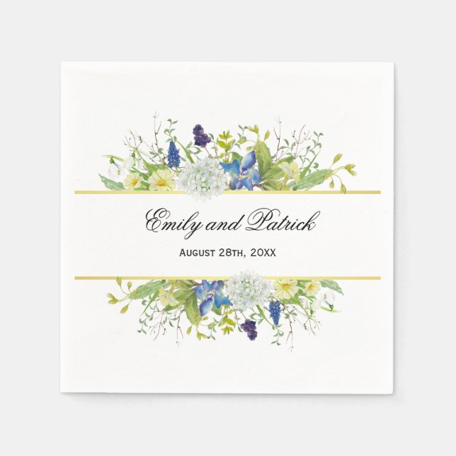 Serviettes En Papier Secret Garden Rustique Mariage Fleur sauvage (Devant)