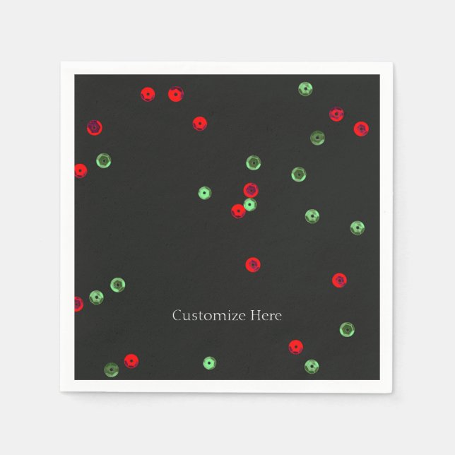 Serviettes En Papier Séquences de Noël Rouge et Vert (Devant)