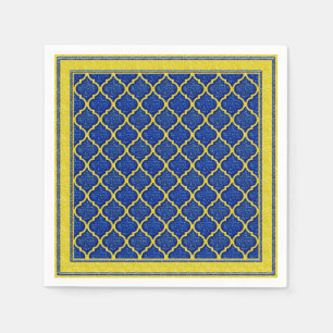 Serviettes En Papier Séquins MQF - NAPKINS DE PAPIER Bleu-Jaune