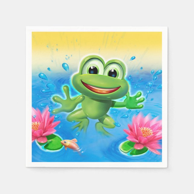 Serviettes En Papier Serviette de la fête de la grenouille (Devant)