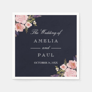 Serviettes En Papier Serviette de mariage aux pivoines aquarelles rose