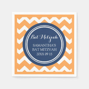 Serviettes En Papier Serviette faite sur commande Chevron bleu orange