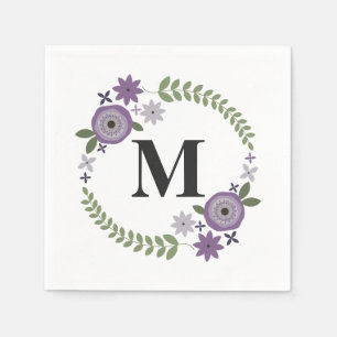 Serviettes En Papier Serviette Mariage de monogramme de couronne de fle