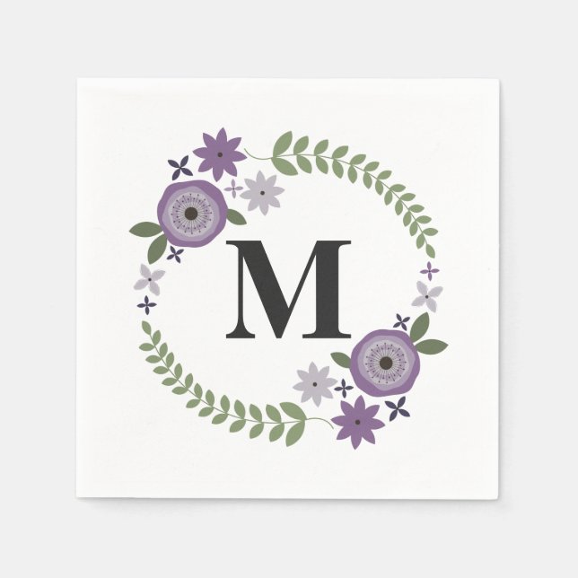 Serviettes En Papier Serviette Mariage de monogramme de couronne de fle (Devant)