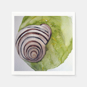 Serviettes En Papier Serviette rôle feuille et escargot en aquarelle
