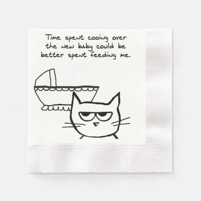 Serviettes En Papier Serviettes de Baby shower amusantes - Le chat n'es (Devant)