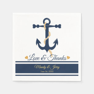 Serviettes En Papier Serviettes de cocktail mariage bleu ancre-nautique