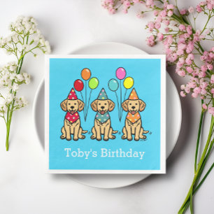 Serviettes En Papier Serviettes de papier d'anniversaire de chiots de