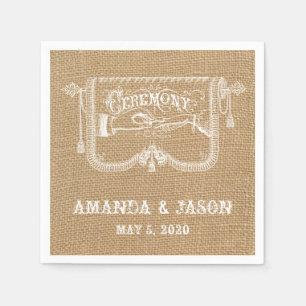 Serviettes En Papier Serviettes de papier de mariage rustique vintage