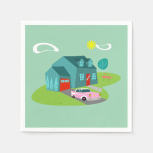 Serviettes En Papier Serviettes de papier de rétro Chambre suburbaine