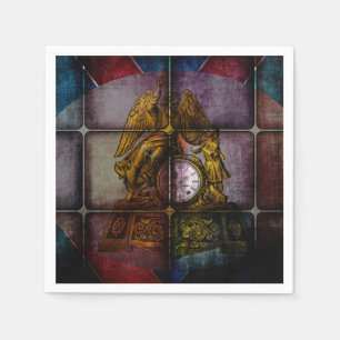 Serviettes En Papier Serviettes de papier d'horloge antique de manteau