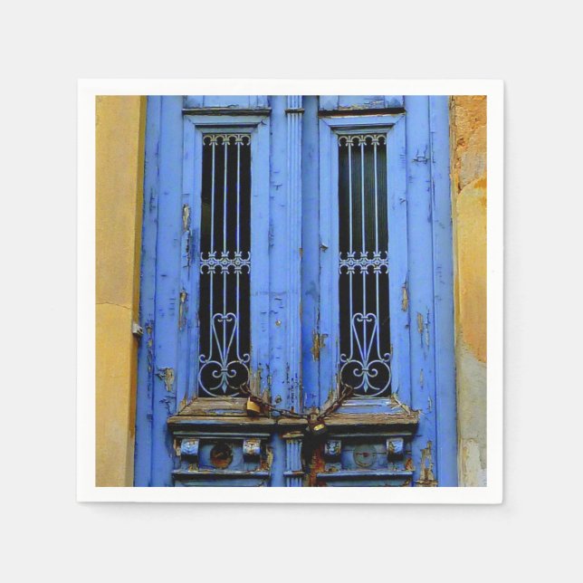 Serviettes En Papier Serviettes de porte bleu grec. (Devant)