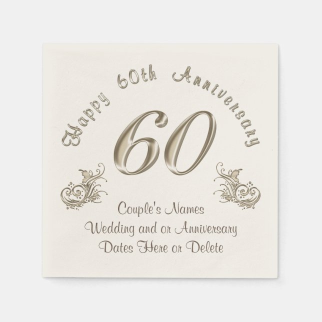 Serviettes En Papier serviettes du 60e anniversaire du Mariage PERSONNA (Devant)