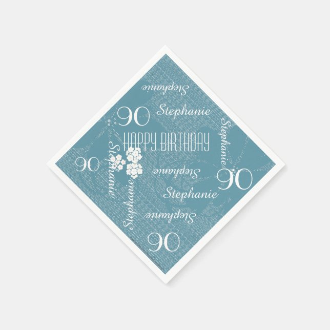 Serviettes En Papier Serviettes en papier, 90e fête d'anniversaire, Flo (Coin)