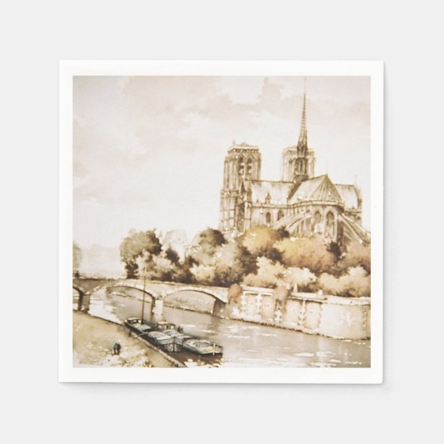 Serviettes En Papier Serviettes imprimées de la cathédrale Notre-Dame (Devant)