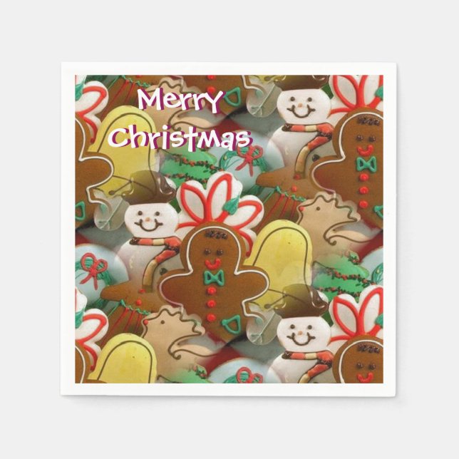 Serviettes En Papier Serviettes Motif de cookies de Noël (Devant)