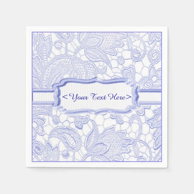 Serviettes En Papier Serviettes personnalisées bleu azur en dentelle (Devant)