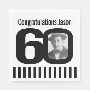 Serviettes En Papier Serviettes photo noir et blanc 60e anniversaire