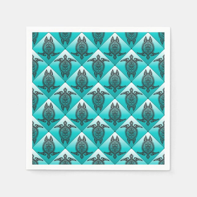 Serviettes En Papier Shamanic Tortues de mer Motif - cyan (Devant)