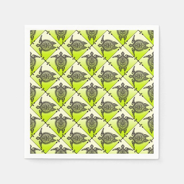 Serviettes En Papier Shamanic Tortues de mer Motif - vert + votre idée (Devant)