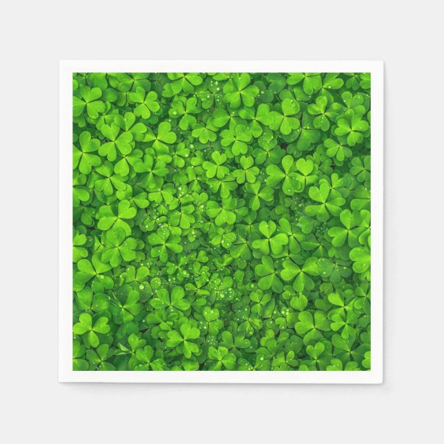 Serviettes En Papier Shamrock Clovers Photographie Irlandais Saint Patr (Devant)