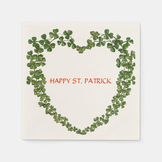 Serviettes En Papier SHAMROCK COEUR vert pourpre (Devant)