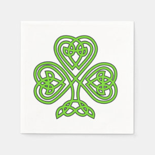 Serviettes En Papier Shamrock de noeud celtique en blanc