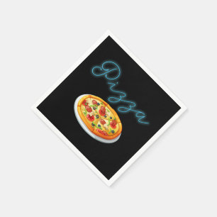 Serviettes En Papier Signe au néon de pizza