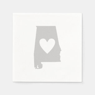Serviettes En Papier Silhouette de l'état de Heart Alabama