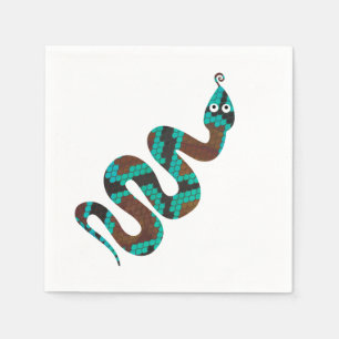 Serviettes En Papier Silhouette d'impression Brown et Turquoise de serp