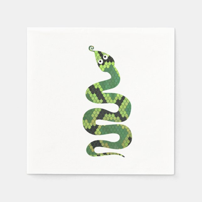 Serviettes En Papier Silhouette d'impression en noir et vert serpent (Devant)