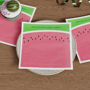 Serviettes En Papier Simple Watermelon rose et vert Summer BBQ Party