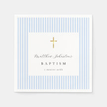 Serviettes en papier simples bleues pour baptême d