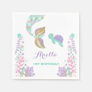 Serviettes En Papier Sirène lunatique de serviette de fête