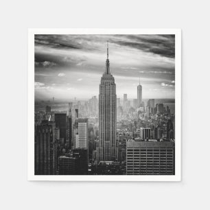 Serviettes En Papier Skyline de New York en noir et blanc