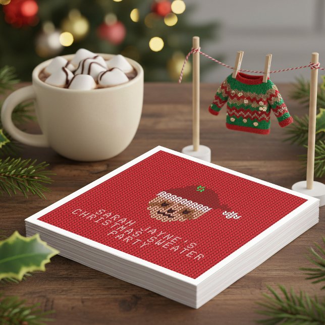 Serviettes En Papier Sloth Christmas Sweat Party Rouge Papier serviette (Hosting an ugly Christmas sweater bash? These adorable sloth napkins are the perfect accessory)