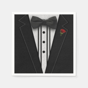Serviettes En Papier Smoking noir avec la cravate d'arc