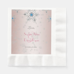 Serviettes En Papier Snowflakes en argent Cristaux Perles rose Mariage