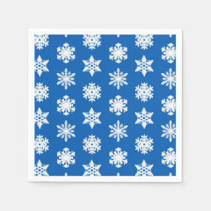 Serviettes En Papier Snowflakes Ikat - Cobalt bleu et blanc