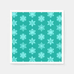 Serviettes En Papier Snowflakes Ikat - Turquoise et aqua