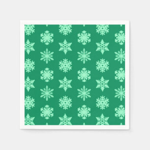 Serviettes En Papier Snowflakes Ikat - Vert pin et menthe
