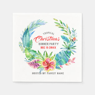 Serviettes En Papier Soirée de Noël Tropical Wreath