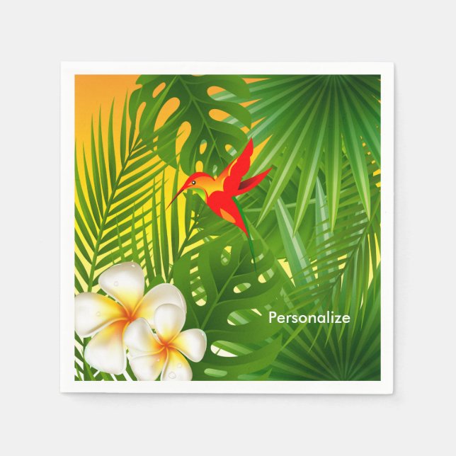 Serviettes En Papier Soleil tropical avec un colibri (Devant)