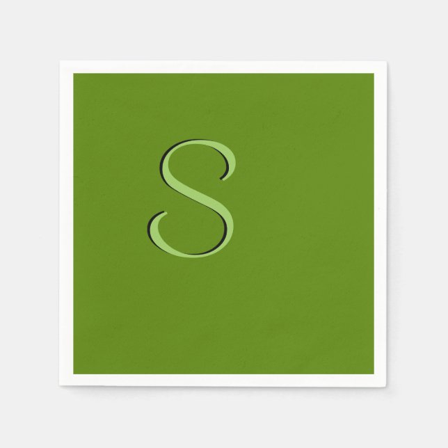 Serviettes En Papier Solid Avocado vert initialisé (Devant)