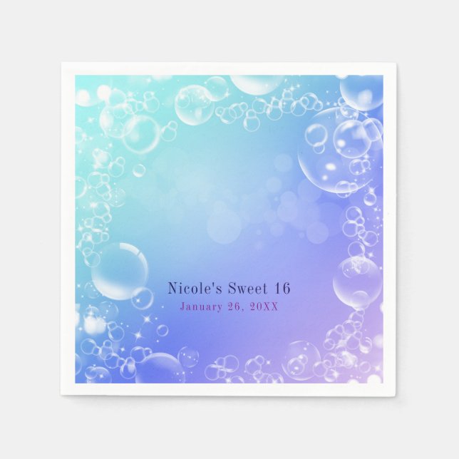 Serviettes En Papier Sous la mer bulles enchantées fête personnalisée (Devant)