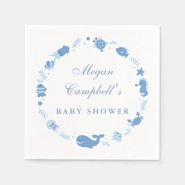 Serviettes En Papier Sous le Baby shower de mer serviettes (Devant)