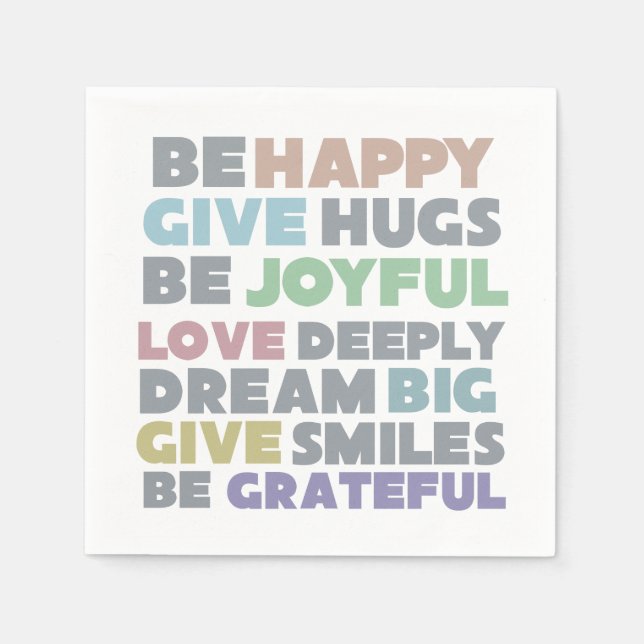 Serviettes En Papier Soyez heureux de la typographie (Devant)