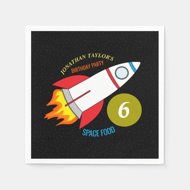 Serviettes En Papier Space Rocket to the Moon Children's Birthday (Devant)