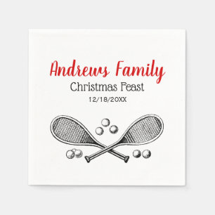 Serviettes En Papier Sports Vintage Raquettes de Tennis Croisées Balles