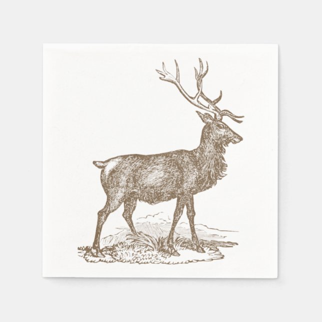 Serviettes En Papier Style Buck Mule Deer Letterpress (Devant)